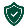 dark green shield with a check mark